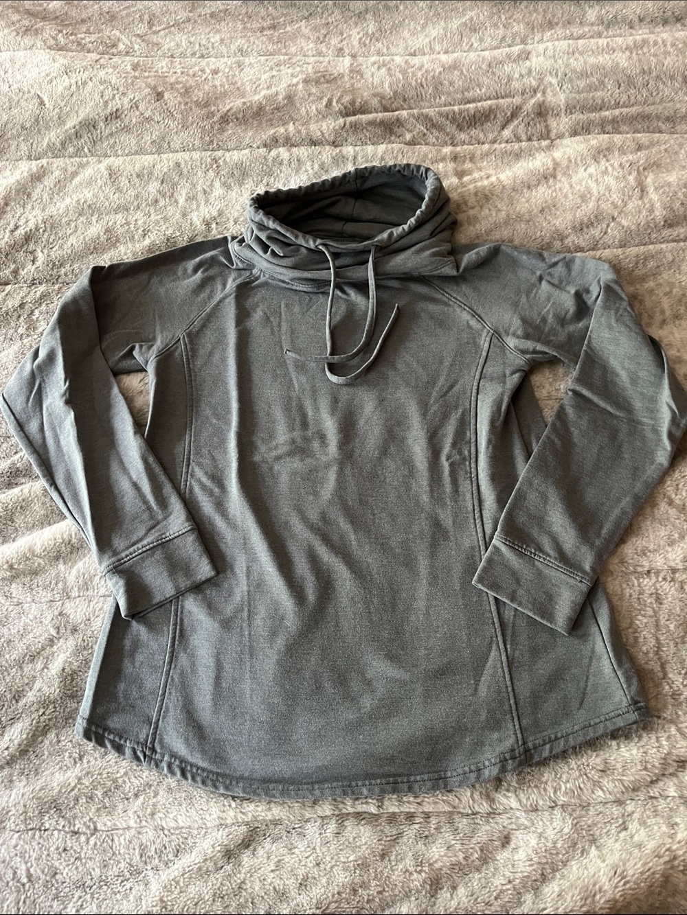 32 Degrees Women's Heathered Blue/Gray Funnel Neck Pullover with Drawstring